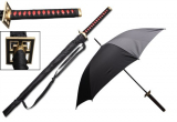 41″ Red fushi (feng shui) samurai handle umbrella