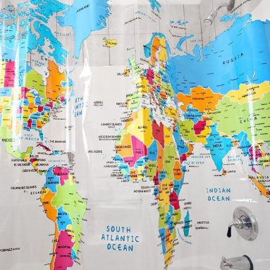 Home World Map Shower Curtain