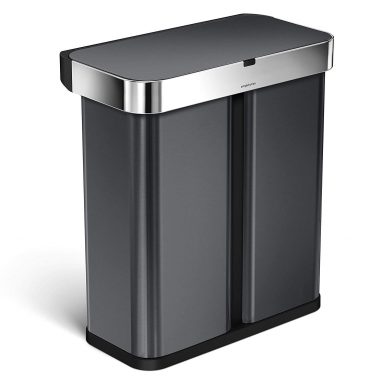 simplehuman 58 Liter/15.3 Gallon Dual Compartment Can Recycler Motion Sensor, Voice Activated