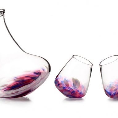 spinning glasses and carafe