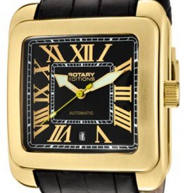 Men’s Editions Automatic Black Dial Gold Tone Case Black Leather