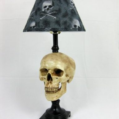 Desk Lamp with Life-size Skull and Bone Shade