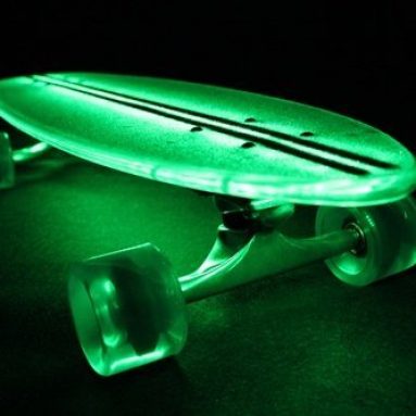 Flexdex 29″ Clear Lighted Skateboard with green LED lights