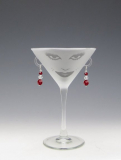 Lola Etched Martini Glass With Swarovski Crystal Earrings