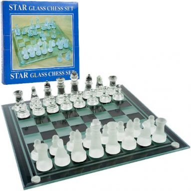 Elegant Glass Chess and Checker Board Set