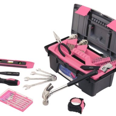 Pink Tools Household Tool Kit with Tool Box