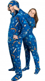 Space Print Fleece Hooded Footie Pajamas