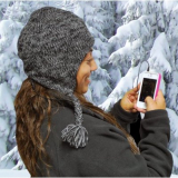Aviator Style Knit Hat with Earflaps and Built-In Stereo Headset