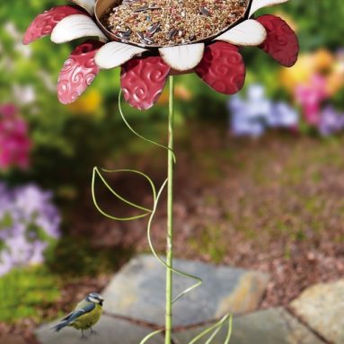 Metal Flower Stake Bird Feeder