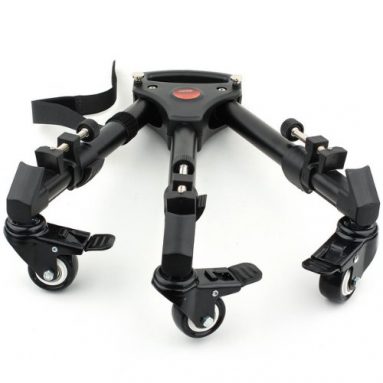 Pulley Universal Folding Camera Tripod Dolly Base Stand + Bag