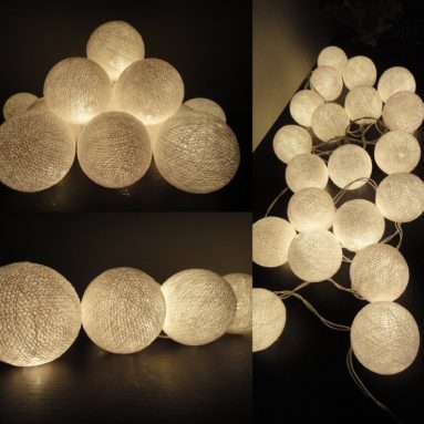 Handmade Cotton Balls Fairy String Lights Home Decor