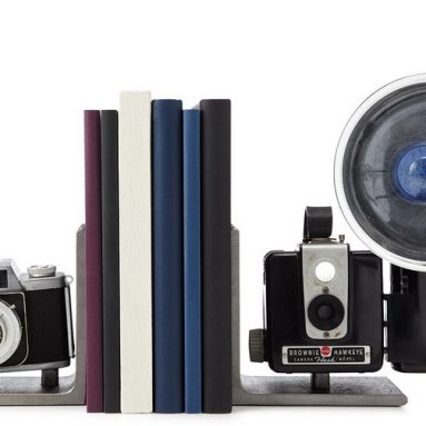 vintage camera bookends