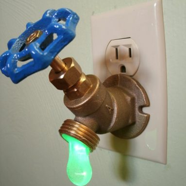 Green LED Faucet Valve night light