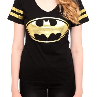 Batman Gold Foil Hockey Girls T-Shirt
