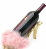 Pink Feathers High Heel Wine Bottle Holder