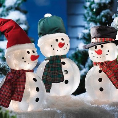 Lighted Inflatable Yard Snowmen