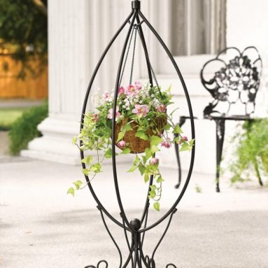 Fleur-de-lis Hanging Basket Plant Stand