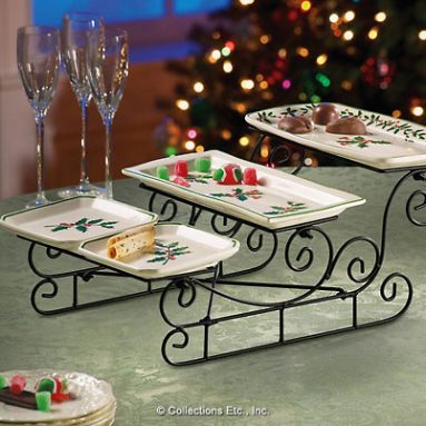 Sleigh Plate Rack With Serving Trays