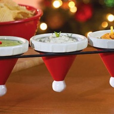 3 Part Santa Hat Shaped Serving Dish with Holder