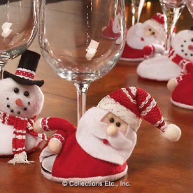 Santa and Snowmen Holiday Wine Glass Coasters