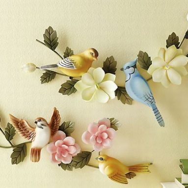 Birds & Flowers Metal Wall Hanging