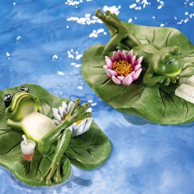 Floating Frog Pair On Lilypads Pond Decorations