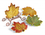 Autumn Leaf Decorative Coaster Set W/ Stand