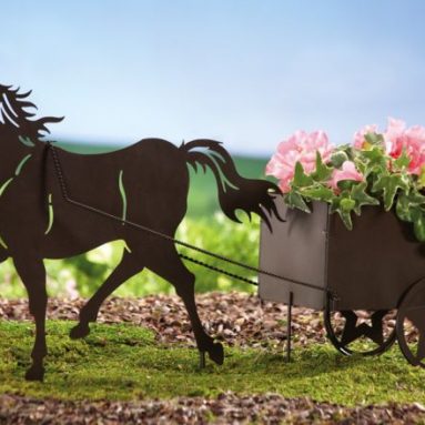 Horse And Buggy Garden Shadow Stake W/ Planter