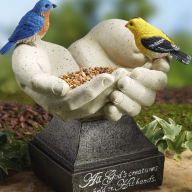 Hands Birdfeeder Statue