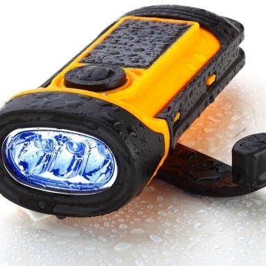 Waterproof Hand Crank and Solar Flashlight