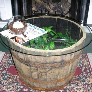 Vintage Half Whiskey Barrel Coffee Table