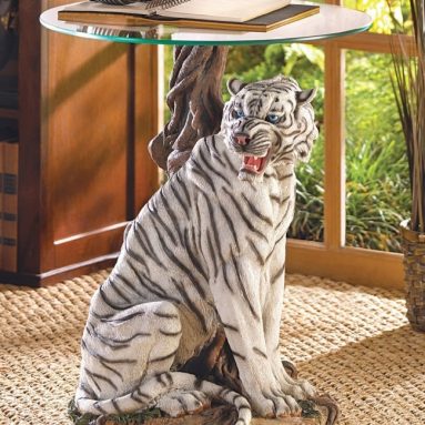 Tiger Glass Top End Table