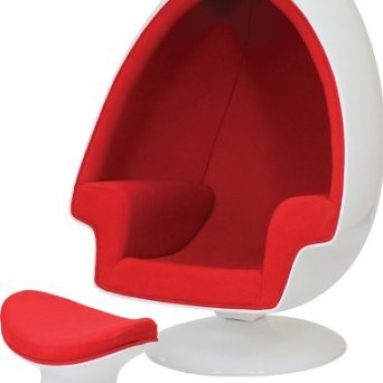 Egg Chair & Ottoman in Red