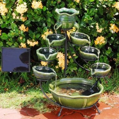 Duo Cascading Ceramic Solar Fountain